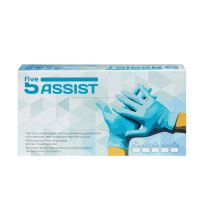 5Assist Vitrile Перчатки витриловые неопудренные голубые  р-р S (УПАКОВКА 100шт)