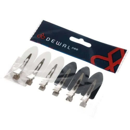 DEWAL PRO Зажим "Лепесток", пластик, 6 см (6 шт/уп) CL2603white/black ШТУЧНО