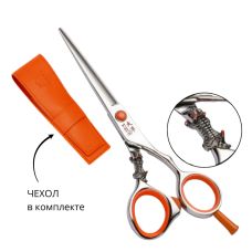 TAYO ORANGE Парикмахерские ножницы прямые 5,5",с фигуркой тигра TE55055T