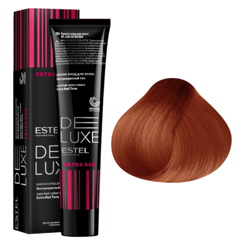 ESTEL De Luxe Крем-краска 77/44, русый медный интенсивный, Extra Red (60 мл)