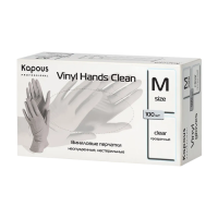 KAPOUS «Vinyl Hands Clean» Виниловые перчатки неопудренные, нестерильные , прозрачные, р-р M (100 шт)