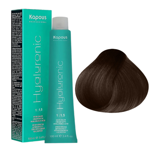 KAPOUS Hyaluronic Крем-краска, 6.07 Темный блондин натуральный холодный (100 мл)