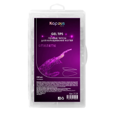 KAPOUS Гелевые типсы "Стилеты" для наращивания ногтей (240 шт/уп., 12 размеров)