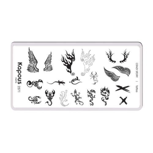 KAPOUS «Crazy story» Tatoo, пластина для стемпинга