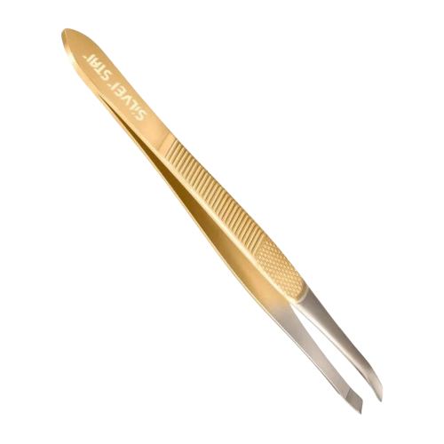 SILVER STAR Пинцет косой, золотое покрытие АТ-9924 GOLD Classic