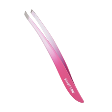 SILVER STAR PINK WHITE АТ-9962 Пинцет косой, градиент розово-белый, покрытие софт тач