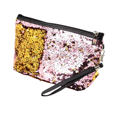 TNL Professional Косметичка с пайетками "Русалка" прямоугольная (розовый/золотой)