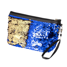 TNL Professional Косметичка с пайетками Русалка прямоугольная, синий/золотой