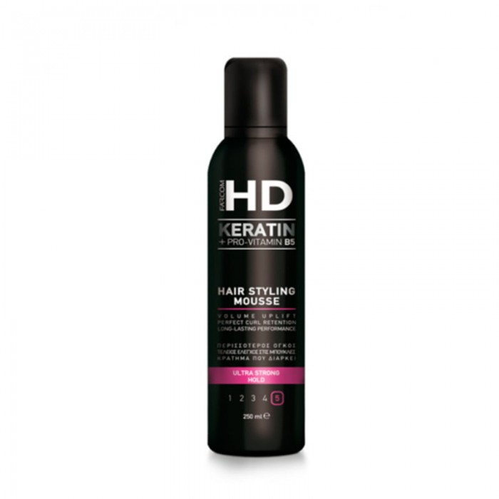 FARCOM HD Мусс для волос KERATIN+PROVITAMIN B5  ультрасильной фиксации, 250 мл